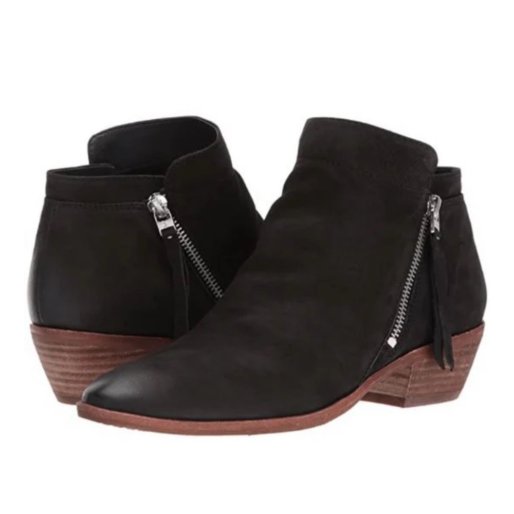 Sam Edelman Packer Bootie With Zipper - Black Nubuck Leather